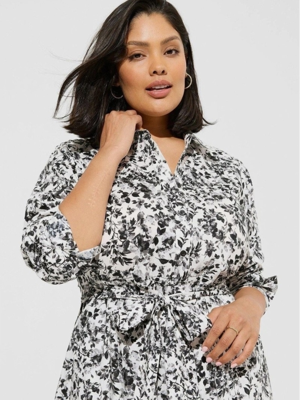Torrid Poplin Mini Shirt Dress Ditzy Floral Black & White Sz 2X NWT - Picture 16 of 16